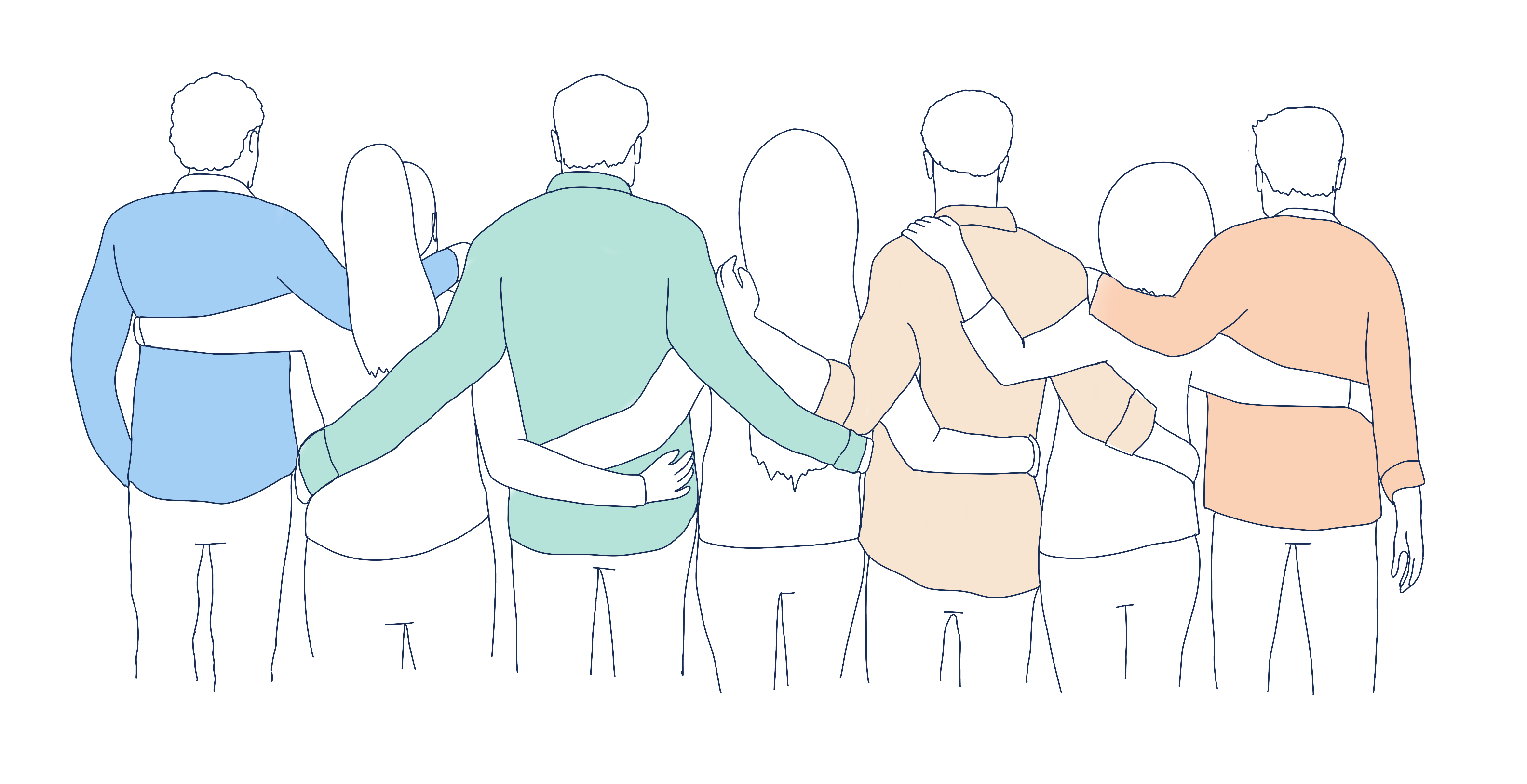 group with arms around each other