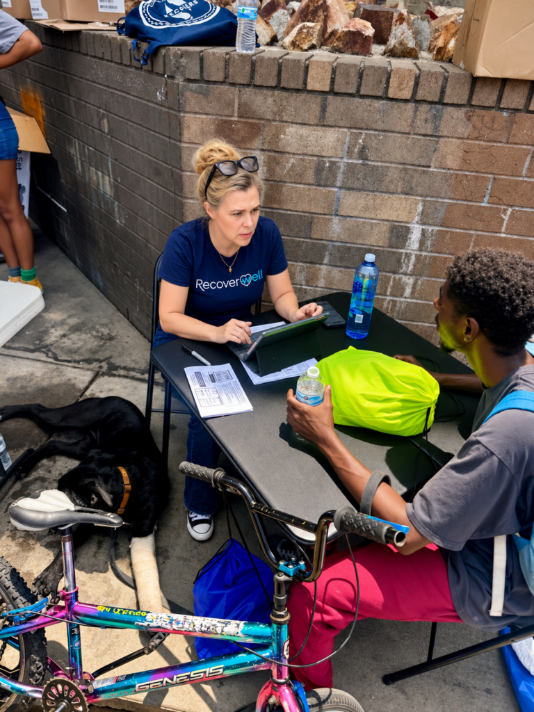Our CEO, Amee Gray working in Skid Row Los Angeles