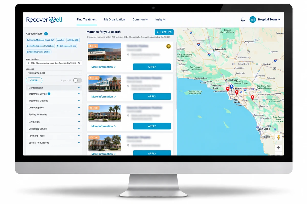 RecoverWell care coordination platform connecting hospitals and community partners to treatment and support services